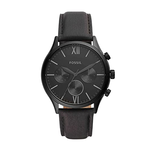Montre Fenmore multifonction en cuir noir de Montre Fenmore multifonction en cuir noir de