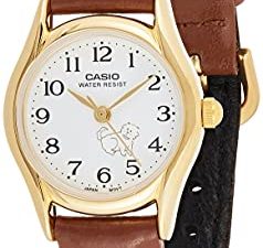 Casio Montre Femme Cadran Blanc Bracelet Cuir