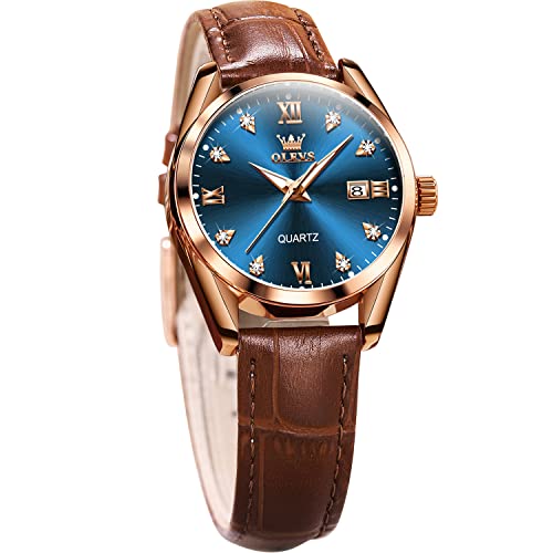 OLEVS femmes montres marron cuir noir/bleu/blanc décontracté OLEVS femmes montres marron cuir noir/bleu/blanc décontracté