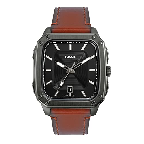Fossil Montre carrée en acier inoxydable avec Fossil Montre carrée en acier inoxydable avec