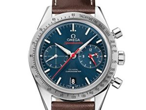 Omega Speedmaster Automatique Cadran Bleu Cuir Marron