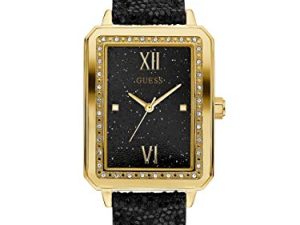 Montre rectangulaire noire et dorée GUESS Factory