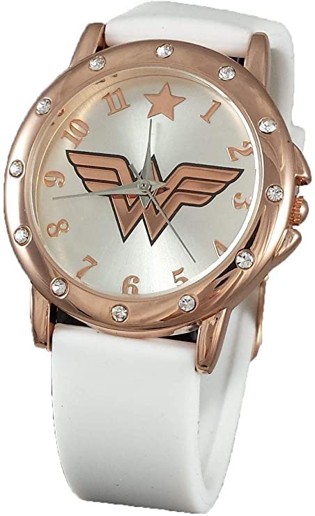 Wonder Woman Strass Or Rose Montre avec Wonder Woman Strass Or Rose Montre avec