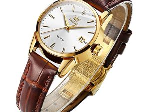 Hommes Femmes Montres Marron Cuir-OLEVS Classique Analogique